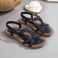 thumbnail image 6 of Dakaela Womens Flat Sandals Arch Support Summer Beach Walking Shoes Comfortable Bohemian Flip Flops with Elastic Ankle Strap Blue Size 7, 6 of 9
