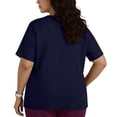 thumbnail image 5 of Plus Size Women's Scrub Top - Solid Color V-Neck Short Sleeve Medical Workwear Shirt with Pockets, Medical Work Uniform for Healthcare, Nursing, Hospital,XL_Z-Dark Blue, 5 of 7