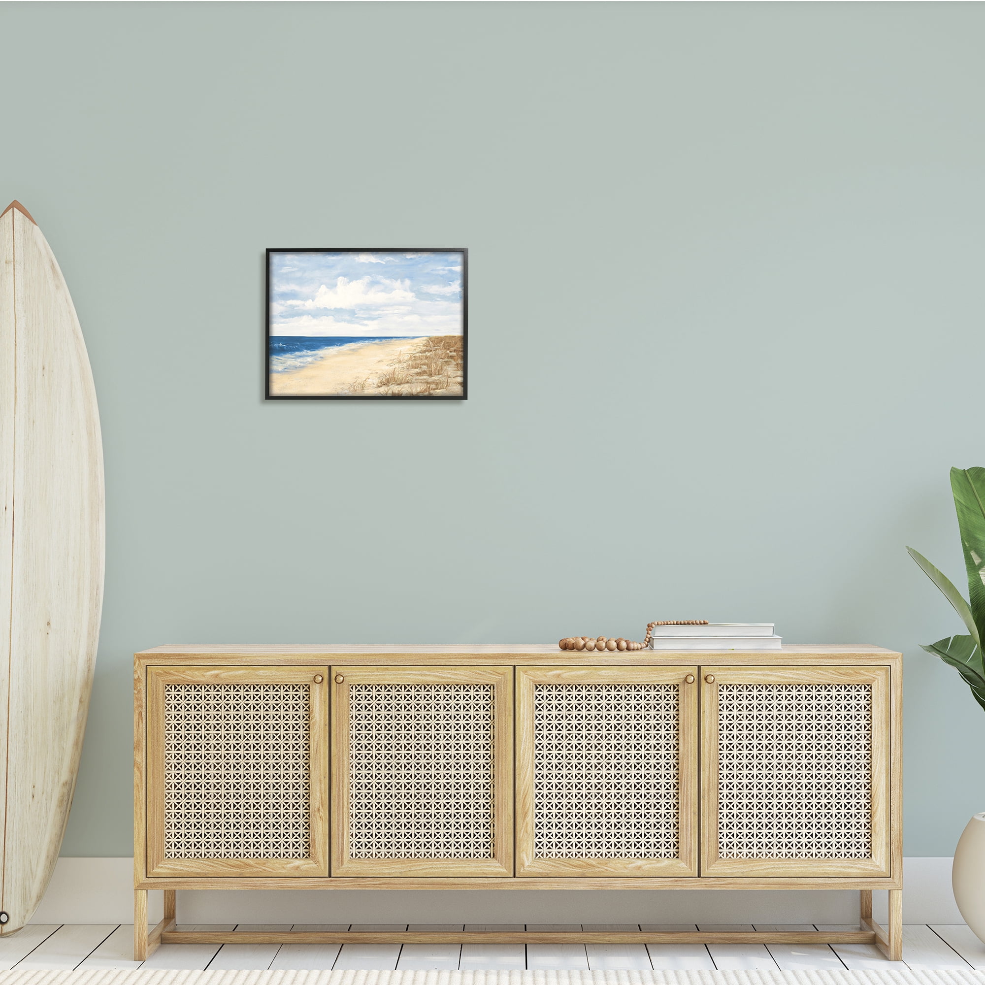 Stupell Indtries Tall Grass by Nautical Beach Coast Cloudy Sky,20 x 16,Design by Julie DeRice