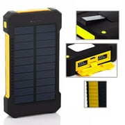 8000mAh Fast Charging Portable Solar Charger Battery Power Bank 2USB Waterproof Yellow Color