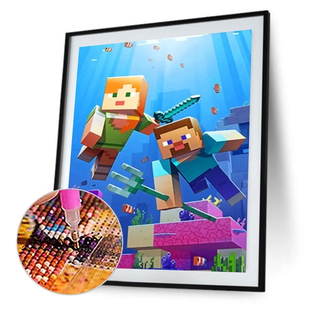 Cuadros Decorativos Juegos de computadora-Minecraft Diamond Painting Kits Full Round Drill Home Decor Wdftyju embutido en tela