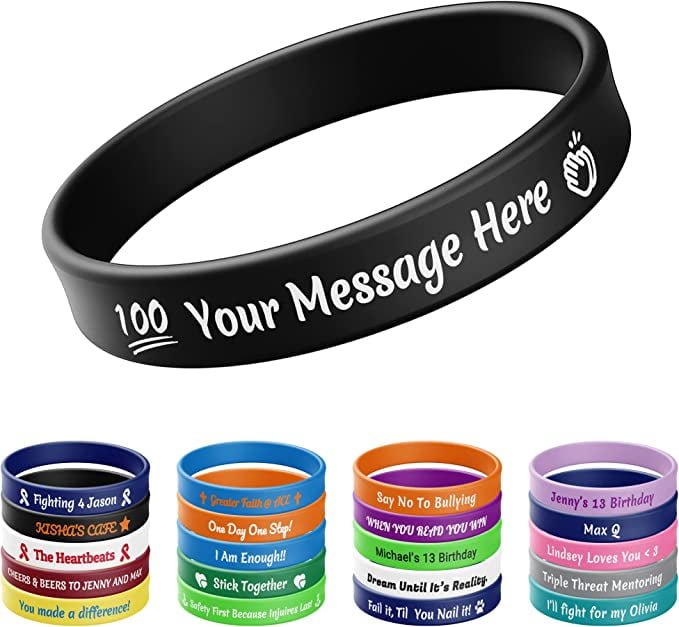 KERUITA Custom Silicone Wristbands Bulk with Your Text, Clipart, Logo, Personalized 1/2 Inch