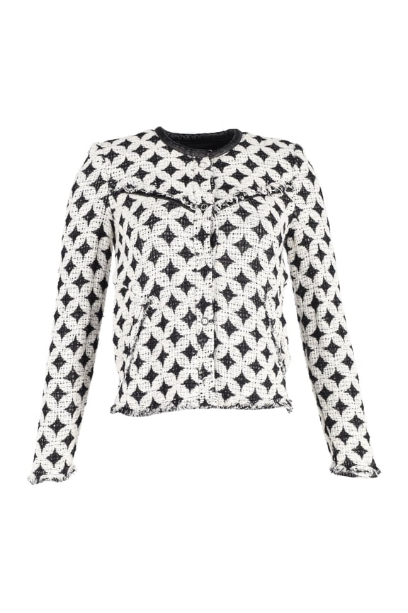 Pre-Owned IRO Printed Evening Jacket in Black and White Wool