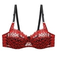 thumbnail image 3 of Loopsun Women Plus Size Underwire Bra Lace Embroidered Push Up Full Cup Breathable Daily Wear, 3 of 5