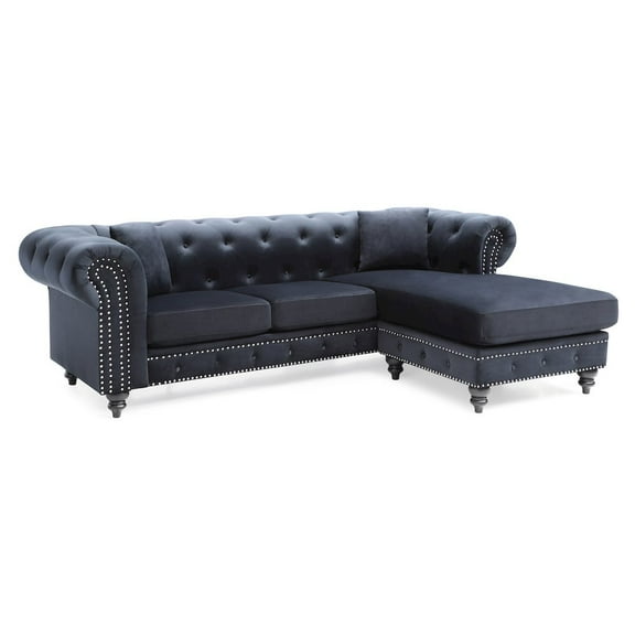 Glory Furniture Nola Sofa Chaise in Black Color