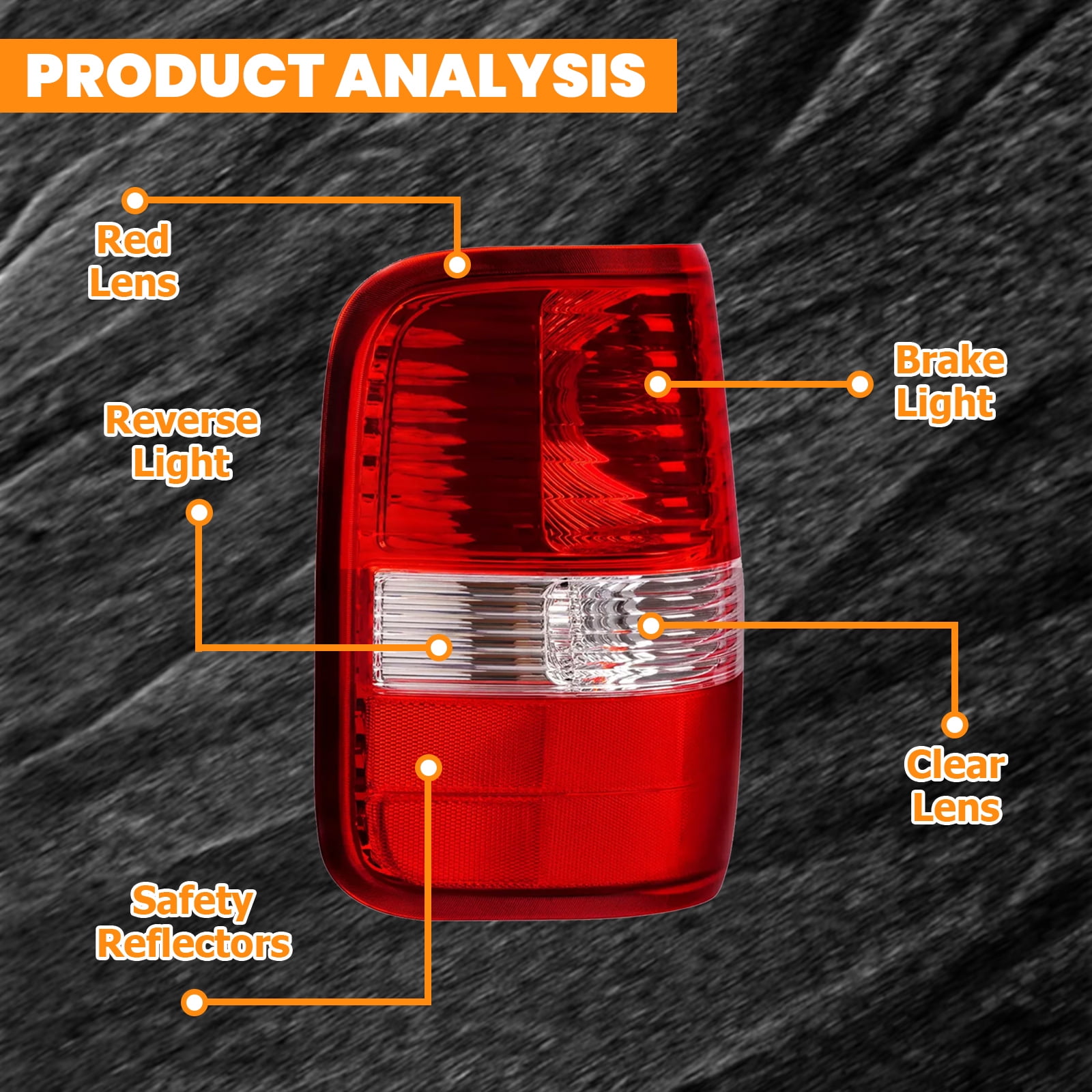 Kojem Left & Right Side Taillight for 2004-2008 Ford F150 F-150 Replacement for FO2801182 Halogen Tail Light Rear Brake Lamp