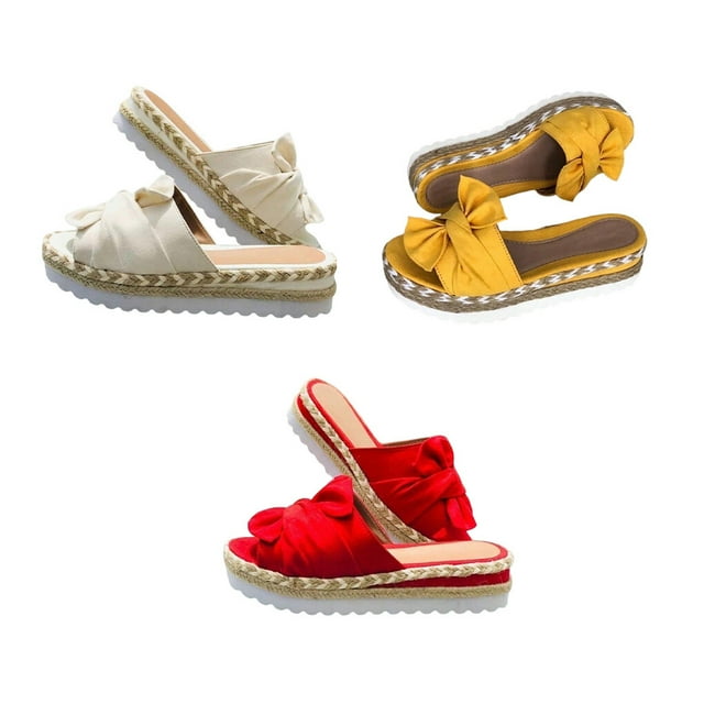 Chaussures à Plateforme Compensée pour Femmes Semelles Épaisses Plateforme Compensée Plate Sandale de Plage Pantoufles Décontractées Sandales Sandales à Enfiler pour Femme Extérieur Dames Rouge 36