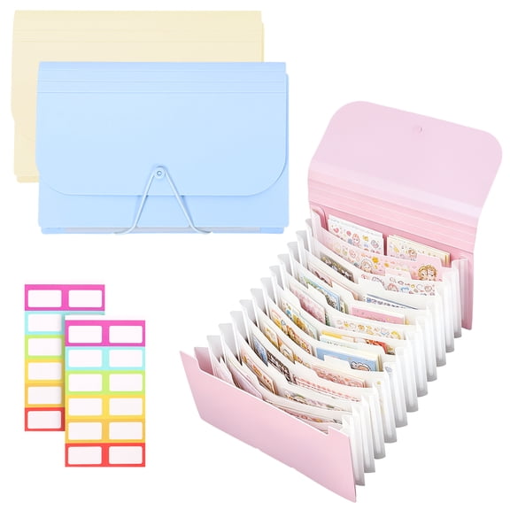 3pcs Sticker Storage Organizer with 13 Expandable Pocket A6 Large Capacity Sticker Organizer for Collecting Scrapbook Paper Organization Box Washi Tape Journal Album