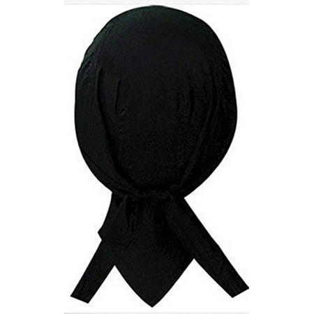 Rag Bandana Skull Cap - Black Headwrap Motorcycle Skull Cap Dew Rag Cotton Mens Womens