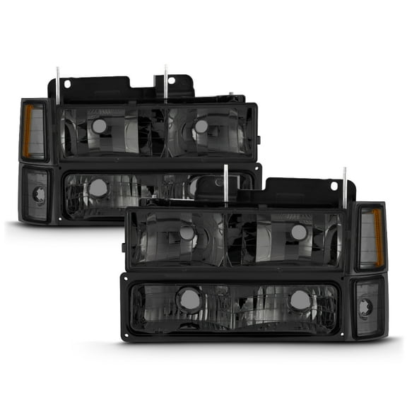 AKKON - For 1994-98 Chevy C/K 1500/2500/3500 Tahoe Suburban Full Size C10 Headlights LH/RH Smoke Headlamp Pair