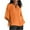 Orange, variant on Nnhblu Women's Linen Shirt Blouses for Women Women's Fashion Summer V Neck Leisure Three-quarter Sleeve Solid Tops Navy