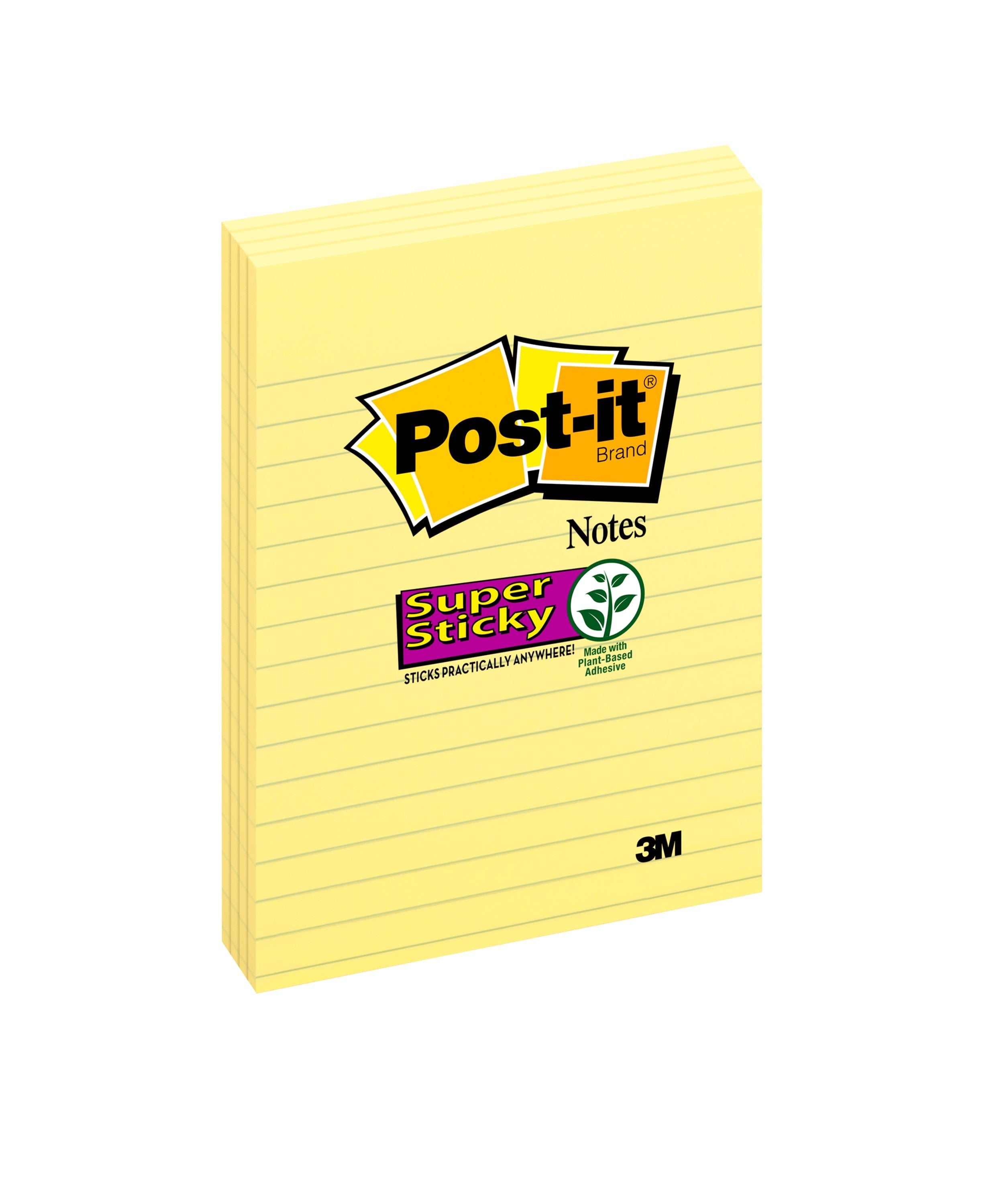 Pack of 6 Post-it Super Sticky 101x101mm Lined Canary Yellow