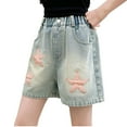 thumbnail image 5 of THDHVS Shorts for Teen Girls,Kids Shorts,Girls' Fashion Star Print Decorative Buckle Pocket Denim Shorts Light Blue 9-10 Years, 5 of 7