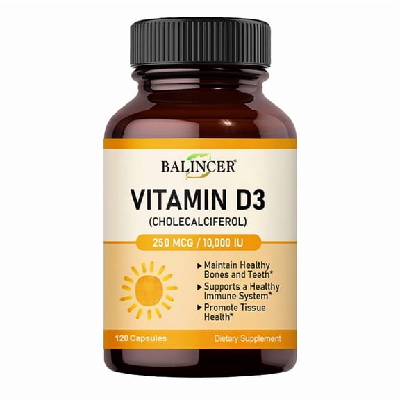 Balincer Vitamin D3 Supplement, 10,000 IU, 120 Softgels, Supports Bone Health & Immune Wellness
