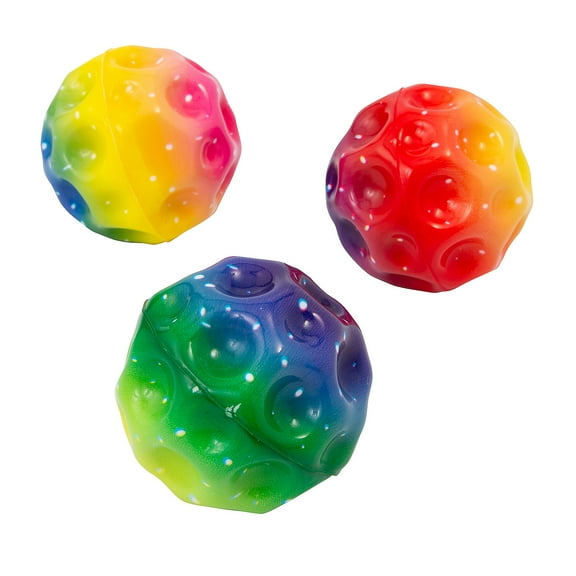 Fun Express 2" Rainbow Colored Cratered Surface Hi-Bounce Balls - 12 Pieces