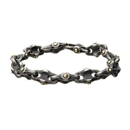 Inox BRB2218 Mens Stainless Steel Antique Distressed Mariner Chain Bracelet - 8.75 in.