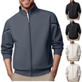 thumbnail image 2 of ZCFZJW Fall Jackets for Men Regular Fit Casual Full Zip up Long Sleeve Stand Collar Pullover Sweatshirts Lightweight Casual Warm Outwear Coat with Pockets Gray XXL, 2 of 9