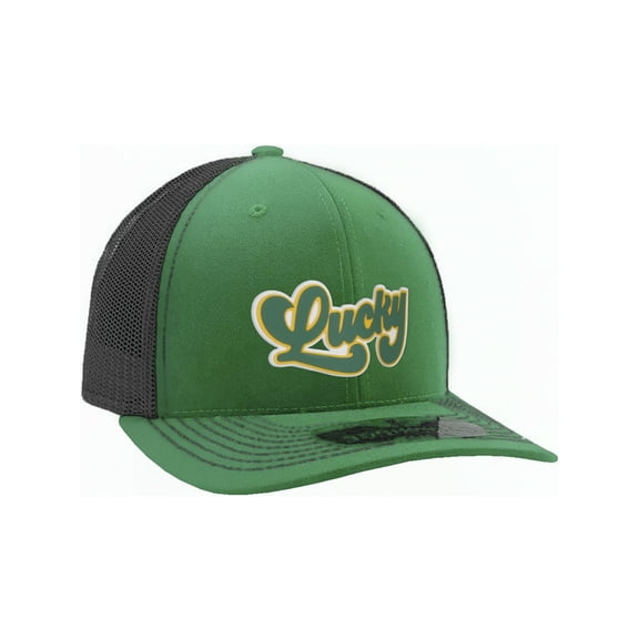 Daxton Baseball Trucker Hat St. Patrick Day 3D Lucky Clover Structured Mid Profile Cap, Lucky Kelly Black Hat