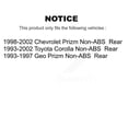 thumbnail image 2 of Kugel Front Rear Wheel Bearing and Hub Assembly Kit for Car Toyota Corolla Prizm Chevrolet Geo Non-ABS - Left Right Side (Driver Passenger) K70-101527, 2 of 8