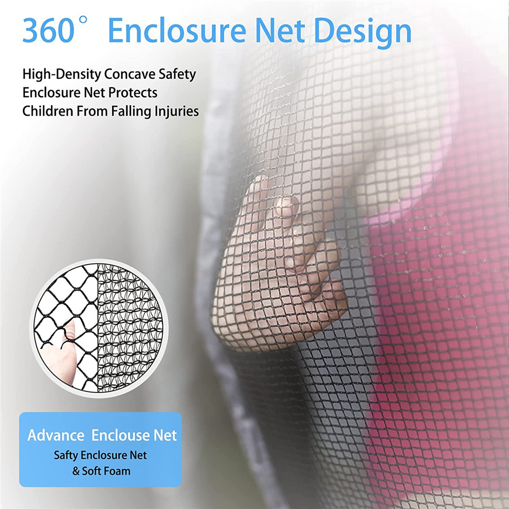 10FT Trampoline with Enclosure Net, Upgrade Outdoor Round Trampoline with Basketball Hoop, Heavy Duty Backyard Trampoline with Spring Cover for Kids and Adults, Blue