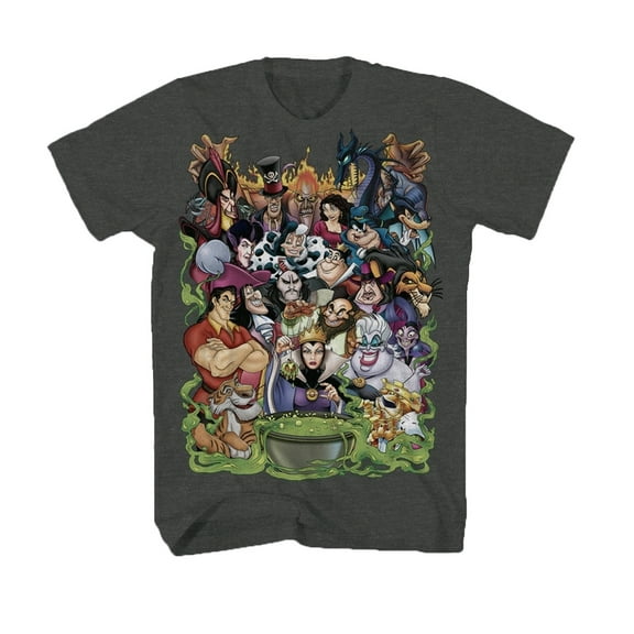 Disney Villains Charcoal Gray Graphic T-Shirt - Small