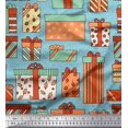 thumbnail image 1 of Soimoi Blue Rayon Fabric Dot & Gift Box Party Decor Fabric Printed Yard 56 Inch Wide, 1 of 3