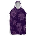 thumbnail image 3 of Hooded Beach Towel Adult Bath Poncho Towels Soft Absorbent Quick Dry for Surf Swim Pool Men Women Teens Purple Rose Line Art, 3 of 7