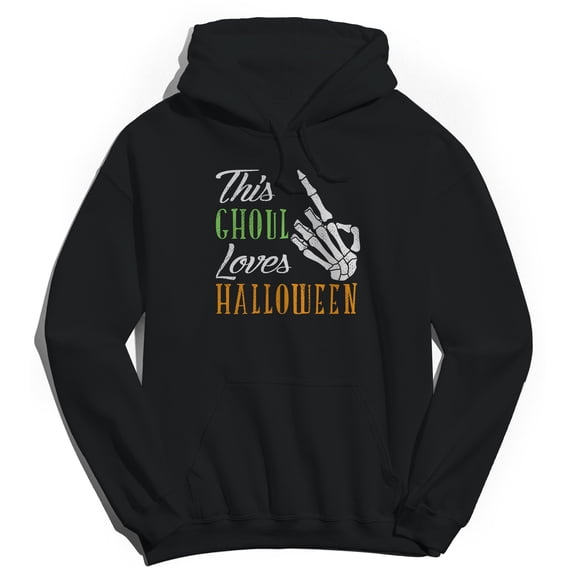 Halloween This Ghoul Graphic Black Men's Cotton Pullover Hoodie