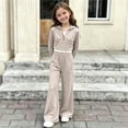 thumbnail image 5 of ECHFIPROM Big Girls Fall Outfit Long-Sleeve Hooded Pullover Top and Pants Sports Casual 2 Piece Set Age 1-14 Years,Khaki,5-6Years, 5 of 6