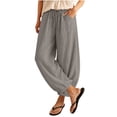thumbnail image 2 of VBVC Women's Cotton Linen Harem Joggers Pants , Baggy Drawstring Boho Trousers For Women , Ladies' Summer Beach Pants with Pockets, S-2XL, 2 of 6