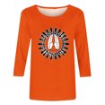 thumbnail image 4 of Dadaria Hauts pour Femmes Chemise Orange Manches 3/4 T-Shirt Col Rond Tee d'Été Chandail Blouses m, 4 of 4