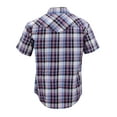thumbnail image 2 of Men’s Western Short Sleeve Button Down Casual Plaid Pearl Snap Cowboy Shirt (#21 Red/Blue, 3XL), 2 of 3
