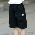 thumbnail image 4 of BOBOGOJP Boys Quick Dry Pull-on Cargo Shorts Lightweight Outdoor Shorts Elastic Waist Drawstring Black for Size 5-6 Years, 4 of 6