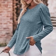 thumbnail image 5 of Oplxuo 2025 Fall Women's Knit Pullover Tops Casual Solid Long Sleeve Pleated Crewneck Loose Blouses Shirts, 5 of 6