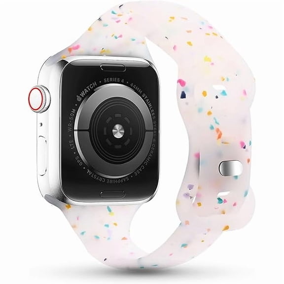 can Sport Band Compatible with Apple Watch Band 40mm 38mm 41mm 42mm for Women Girls, Recycled Silicone Slim Strap for iWatch Bands Series 11 10 9 8 7 6 5 4 SE 3 2 1 - Transparent white