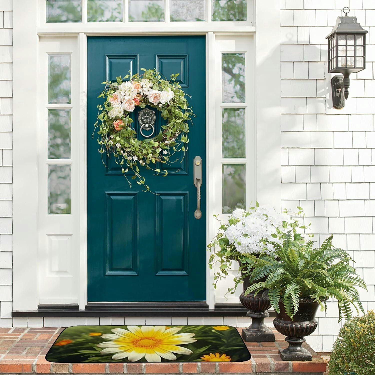 PHYHOO Doormat Floor Rug/Mat - Harsh Aster Family Garden Flowers ﻿Decorative Door Mat, Door Mat with Non-Slip Rubber Backing, Easy Cleaning, Traps Dirt, Rug for Entry, Patio, Garage