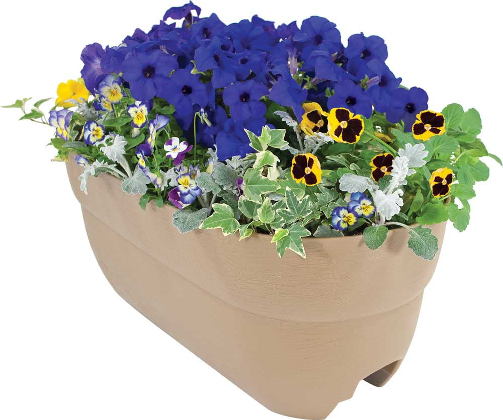 Bloomers Railing Planter with Drainage Holes 24" Weatherproof Resin