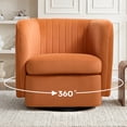 thumbnail image 3 of Bonzy Home Two-Tone 360° Swivel Accent Chair, Modern Upholstered Barrel Chair with Contrast Color, Comfy Swivel Armchair for Living Room Bedroom, Orange/Gray, 3 of 8