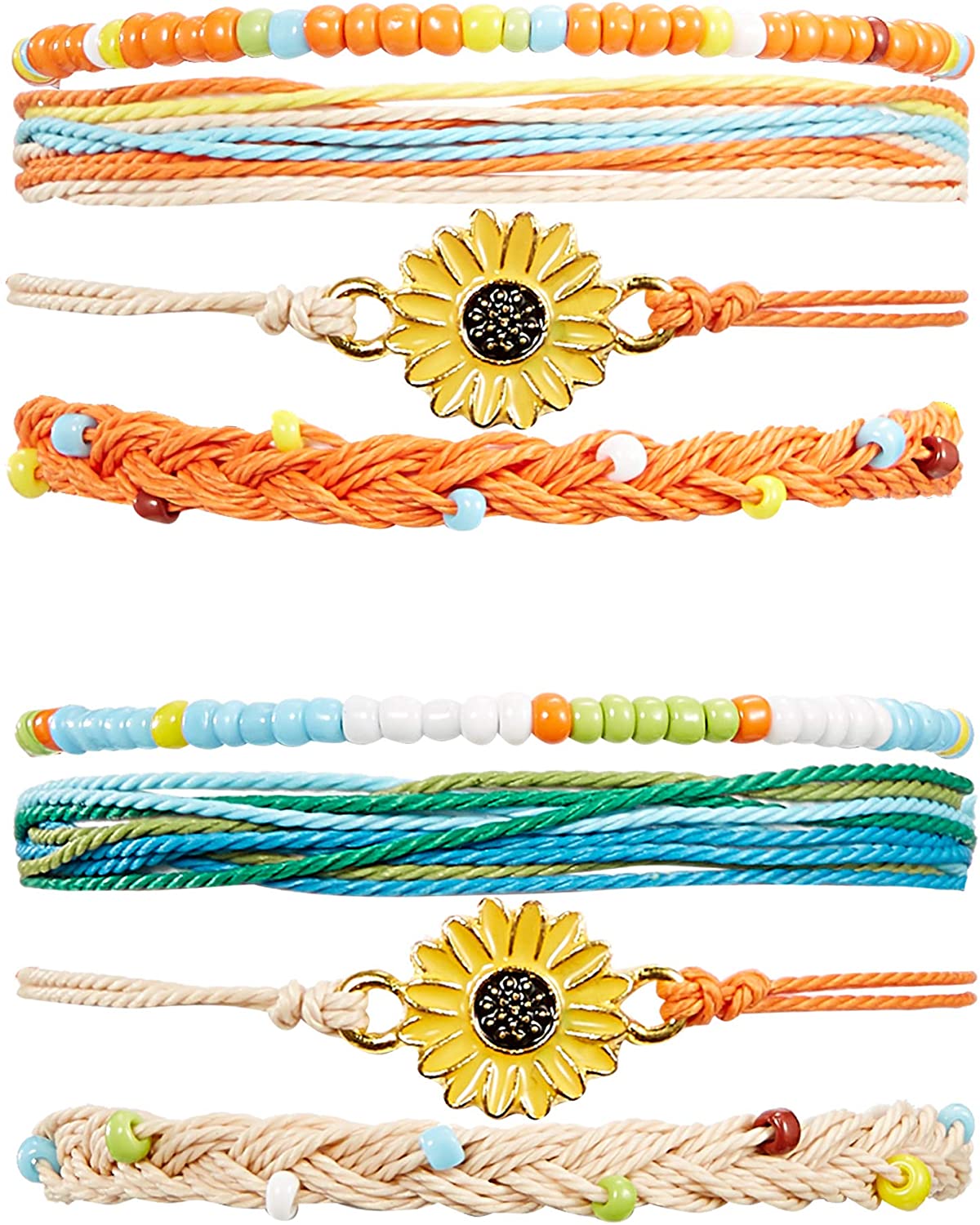 2 Sets Braided Rope Bracelets Handmade 