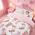 thumbnail image 3 of meiyoeat Western Cowgirls Boots Bedding For Girls,Pink Coquette Bow Duvet Cover Full For Kids,Pink Reversible,3pcs(No Comforter), 3 of 6