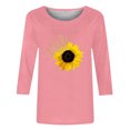thumbnail image 4 of CEHVOM T-shirt Imprimé Mode pour Femmes Manches 3/4 Mi-Longues Blouse Col Rond Tops Décontractés Liquidation, 4 of 4