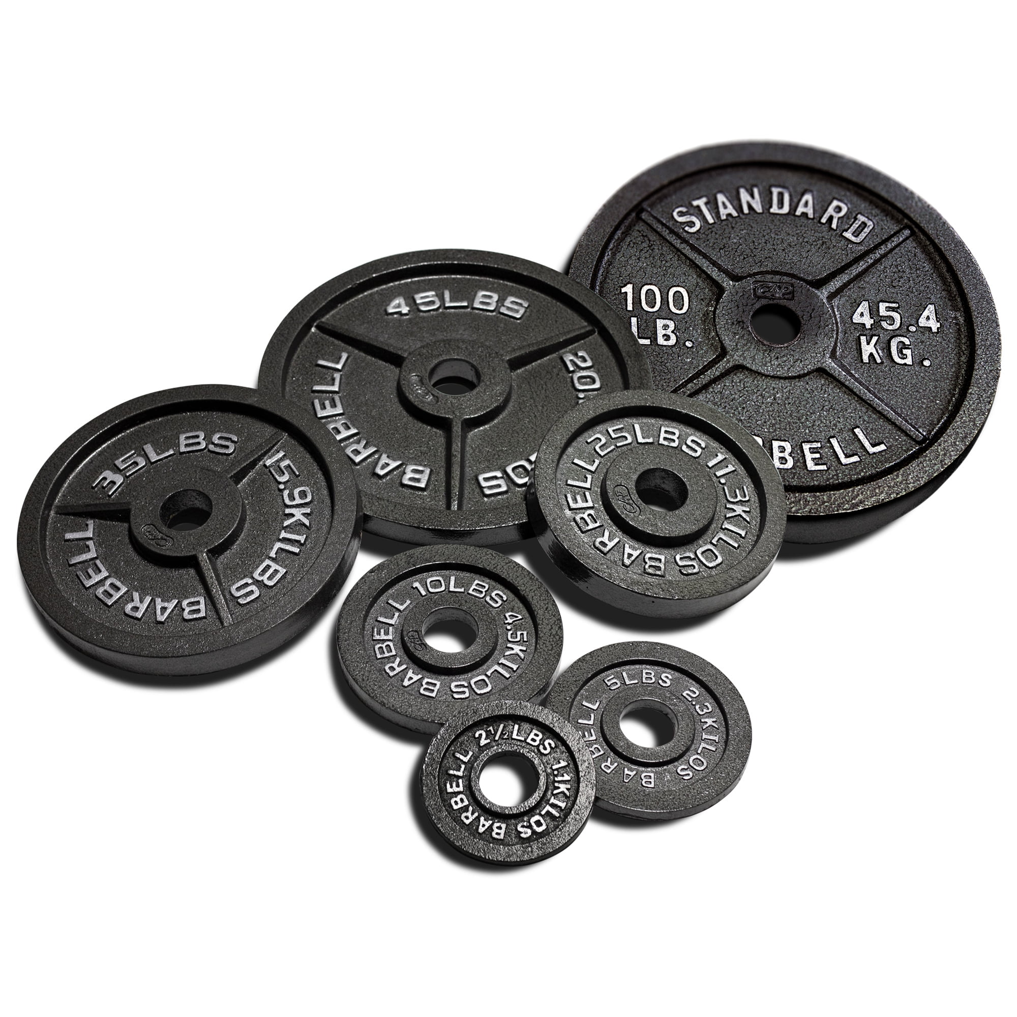 Single CAP Barbell Olympic 2-Inch 3-Grip Cast Iron Plate