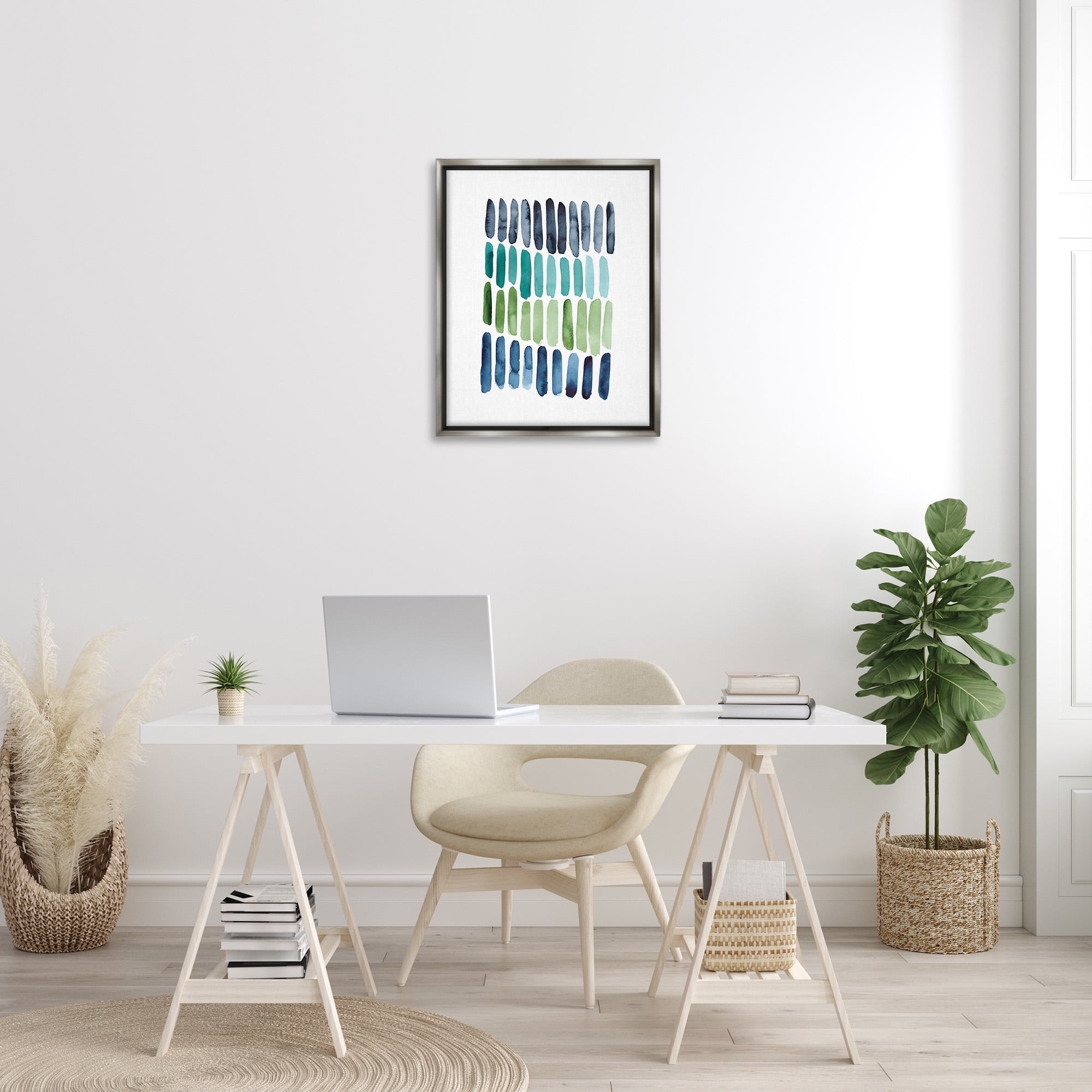Stupell Industries Nautical Minimalist Shapes Abstract Painting Gray Floater Framed Canvas Art Print Wall Art, 25 x 31