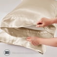 thumbnail image 4 of Regency Heights Champagne Satin Sheet Set Queen Size, 6-Piece Silky Bed Sheets with 17" Deep Pocket Fitted Sheet, 4 of 10
