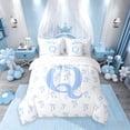 thumbnail image 3 of Castle Fairy Girls Monogrammed Letter 7-Piece Twin Bedding Sets,Blue Bow Bedding Comforter Set,Dreamy Princess Breathable Sheet Sets,Super Cozy Room Decor, 3 of 9