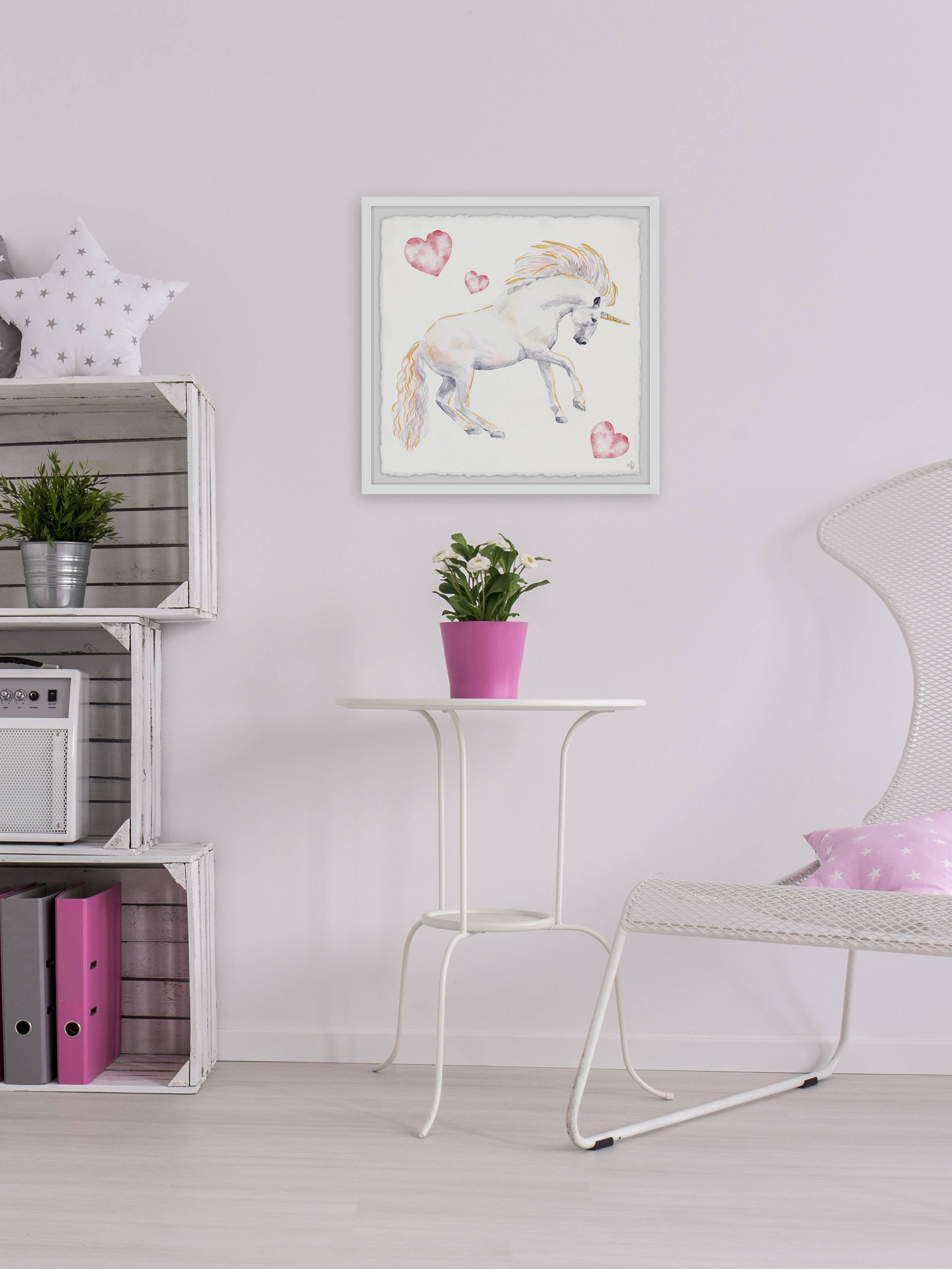 Marmont Hill Dancing Unicorn Framed Wall Art