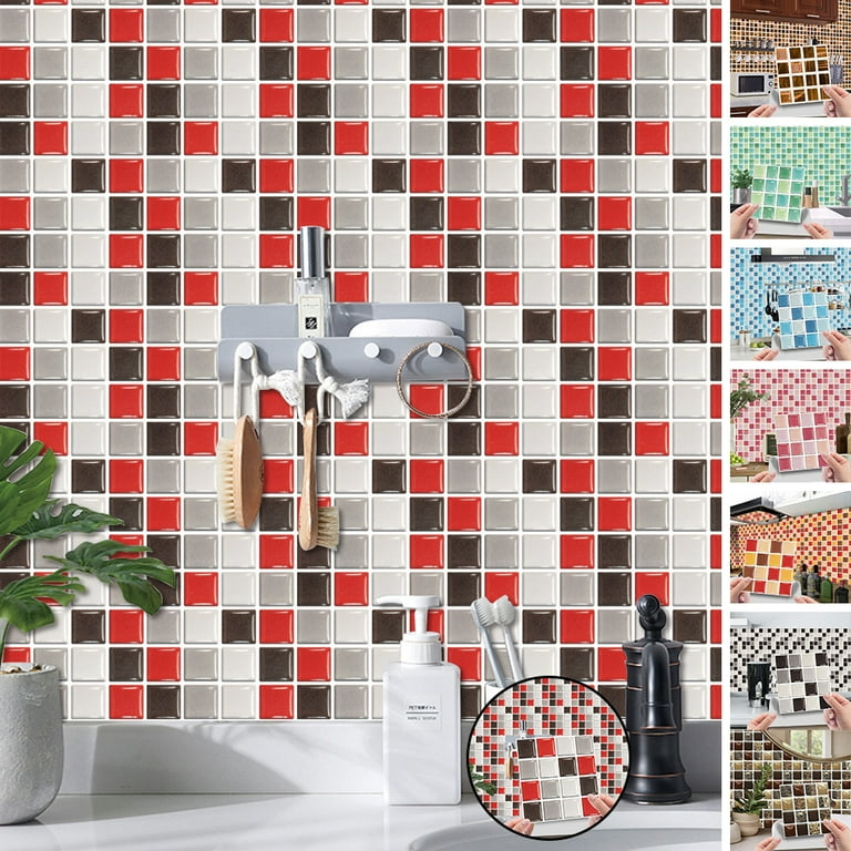 Kitchen Tile Stickers Bathroom 3D Mosaic Self Adhesive Wall Cover