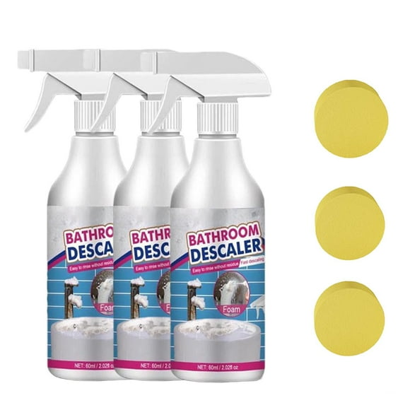 Spray limpiador de baño, potente removedor de manchas con fórmula suave, limpiador versátil para azulejos, cristales y grifos, 60 ml, limpieza sin esfuerzo