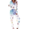 thumbnail image 7 of Women Christmas Pajama Set Long Sleeve Fleece Sleepwear Two Piece Pjs Winter Loungewear Snowman Print Nightwear, 7 of 7