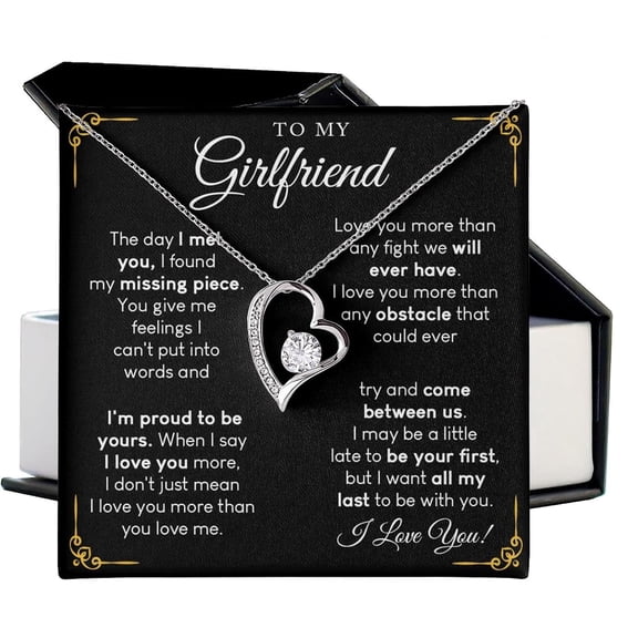 To My Girlfriend Forever Love Necklace With Heartfelt MessageBox, Girlfriend Necklace From Boyfriend On Graduation, Birthday, Wedding, Anniversary, Valentine'S Day #2065, White Forever Love Necklace